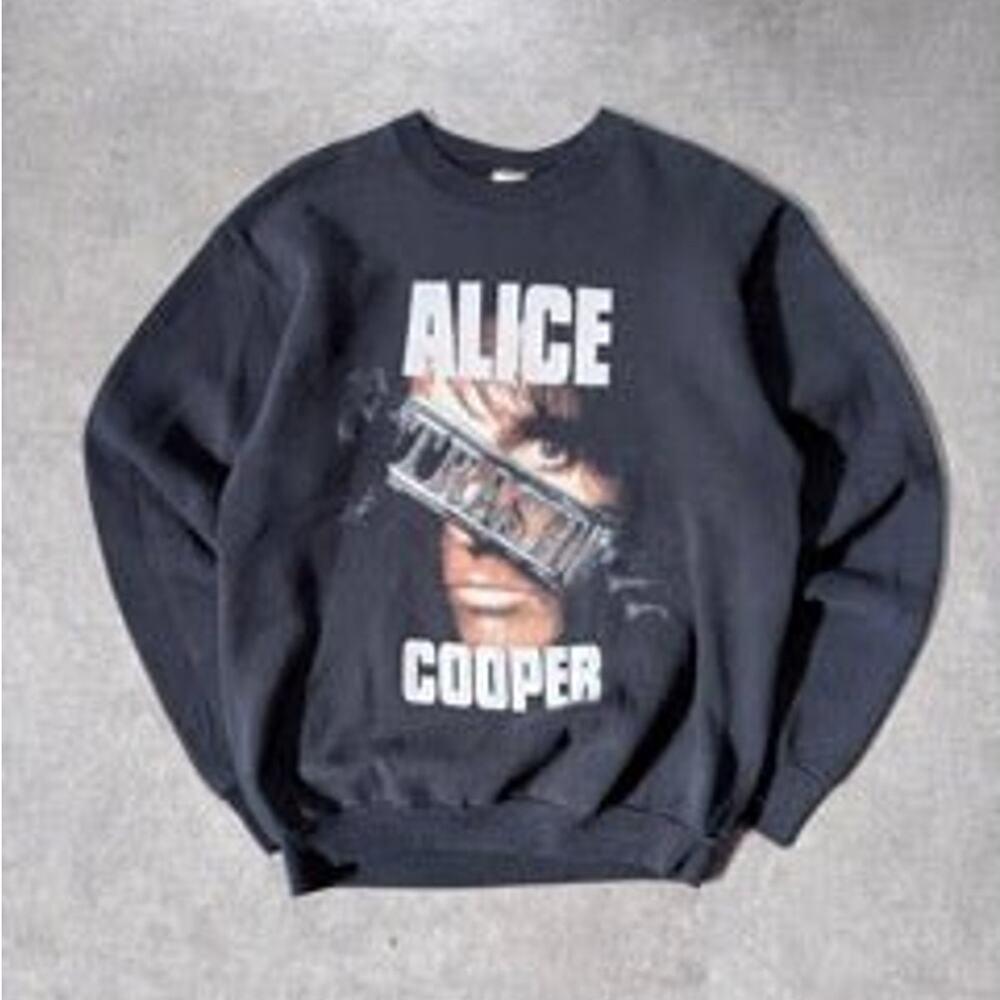 1989 Vintage Alice Cooper Trash Black Band Crewneck -L